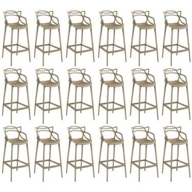 Imagem de Kit 18 Banquetas Allegra com Encosto Design Cozinha/Bancada - Nude - M