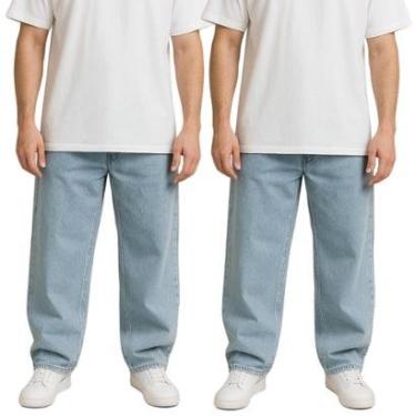 Imagem de Kit 2 Calças Jeans Masculinas em Algodão Bag Reta com Caimento Solto-Masculino