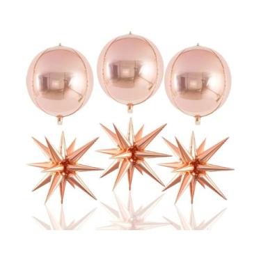 Imagem de Balões De Folha Estrela Explosiva Grande Redonda 4D De 22 Polegadas 6 