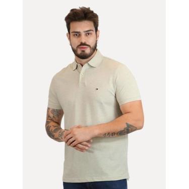 Imagem de Polo Tommy Hilfiger Masculina Regular Piquet 1985 Areia Mescla, M/M