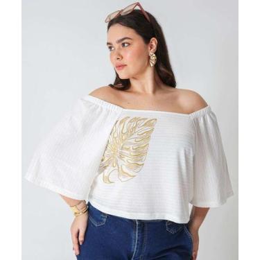 Imagem de Blusa Ciganinha Plus Size Feminina Marisa Off White-70028, Off white, 