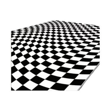 Imagem de Tapete Xadrez Verde E Branco VIKAMA, Moderno, Marroquino, Para Sala De