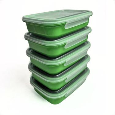 Imagem de Kit Marmita Fitness 5 Potes Plastico 500ML com Trava Para Dietas Almoç