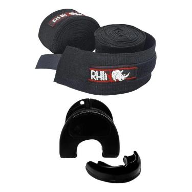 Imagem de 2X Kit Boxe Muaythai Protetor Bucal + Bandagem Pro Rhino 5M