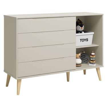 Imagem de Cômoda Com Porta Retrô Elfe Areia Acetinado Natural - Reller