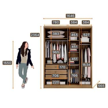 Imagem de Guarda Roupa Solteiro Sevilha E Cômoda Seul Cumaru 25 Fendi - Novo Horizonte