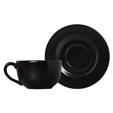 Imagem de Xícara Chá com Pires Preto Acetinado Alleanza 250 ml 6 un