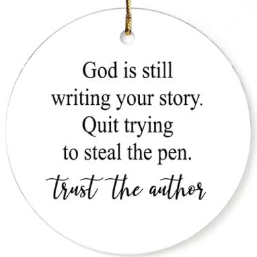 Imagem de 2026 Novo ornamento motivacional 1 peça - pingente de cerâmica alta - Living in Faith Growing in Grace, Walk in Love, Faithfulness Celebration Souvenir, melhor presente para família e amigos