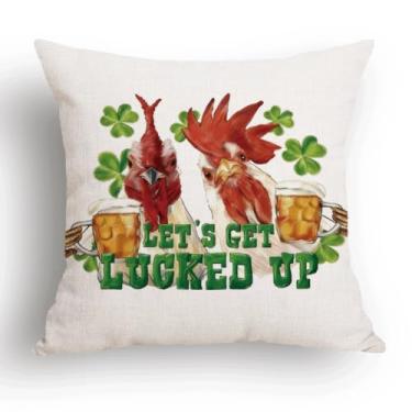 Imagem de Capa de almofada Lucky St. Patrick's Day – 45,7 x 45,7 cm – Trevo trevo, ferradura, decoração verde para sofá, sofá, quarto, diversão no dia de São Patrício