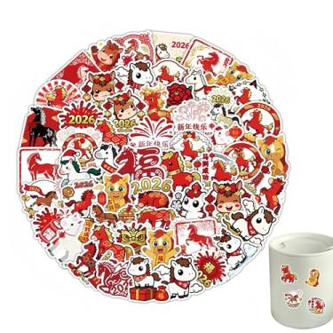 Imagem de Adesivos de feliz ano novo, decalques fofos de 2026, adesivos de desenho animado de ano novo lunar, para crianças, adultos, diário, agenda, caderno, artesanato, suprimentos de festa