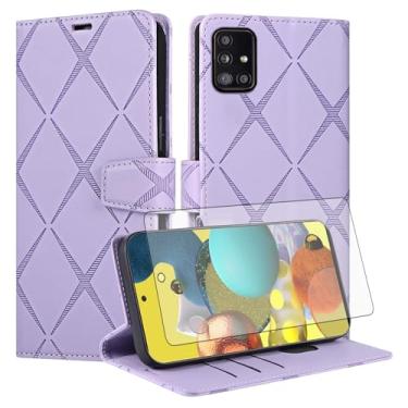 Imagem de Asuwish Capa de telefone para Samsung Galaxy A51 5G/A 51 5G UW Verizon Capa carteira com protetor de tela de vidro temperado PU couro sintético flip porta-cartão de crédito com suporte para celular