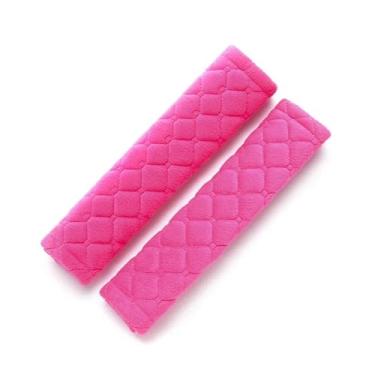 Imagem de Capas de cinto de segurança de carro universais de 1/2 peças 、 almofadas de ombro macias de pelúcia 、 capa de cinto de segurança 、 acessórios interiores de carro 、 multifuncional (rosa, 2 peças)