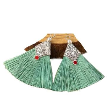 Imagem de 2/4/6 peças mini borla artesanal de seda macia feita à mão para brincos, joias, marcadores de página DIY (verde, 4 peças)