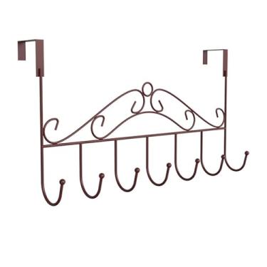 Imagem de Ioensy Cabideiro de Porta com 7 Ganchos para Pendurar Cintos, Bolsas e Roupas na Sala de Estar, Marrom