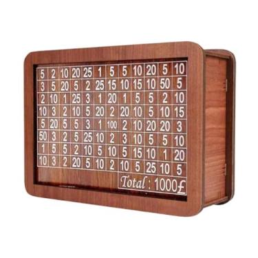 Imagem de Wswqop Cofrinho de Madeira com Alvo E Números para Ganhar Dinheiro, com Contador para Atividades Manuais, Estojo Portátil para Guardar Dinheiro, Ideal para a, 1000 libras, Tamanho real