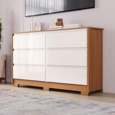 Imagem de Cômoda 6 Gavetas Layla Casa 812, Cinamomo com Off White
