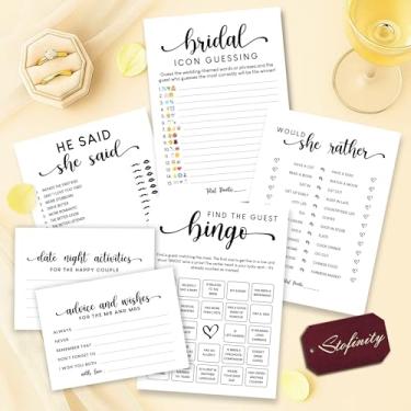 Imagem de STOFINITY Hilarious Bridal Shower Games 30 Guests - Advice and Wishes for The Mr and Mrs, Find The Guest Bingo, Would She Rather, He Said She Said Party Game Ideas for Bridal Shower Decorations