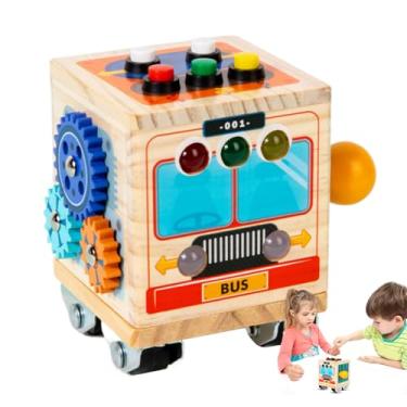 Imagem de Cubo Ocupado Brinquedo Infantil - Treino de Habilidades Motoras Finas - Cubo Ônibus Sensorial para Atividades | para Meninos Meninas Crianças 1-3 Anos Sala Quarto Viagem Jardim Infantil