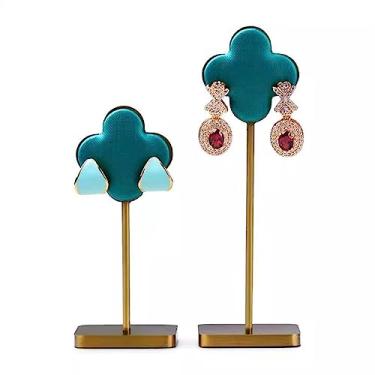 Imagem de Elegante suporte para exibição de brincos, 2 peças, suporte para bancada, organizador de joias para pendurar na bancada (verde)