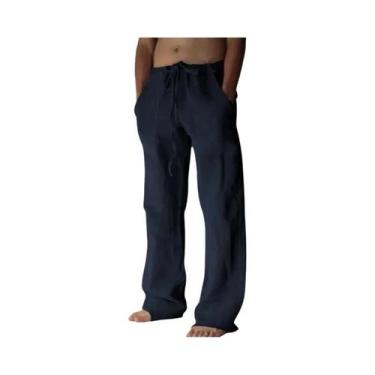 Imagem de Calças Longas Masculinas De Verão Em Algodão E Linho Respirável Com Ci