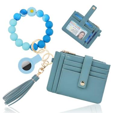 Imagem de Sunpour Mini mochila feminina pequena mochila de pulso bolsa de moedas com 3 compartimentos para cartão RFID e alça de ombro, Jeans azul, Dobrável