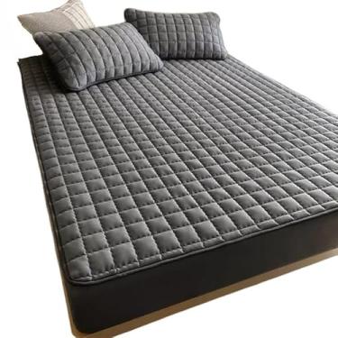 Imagem de Capa de colchão acolchoada impermeável com elasticidade (PRETO, Individual)