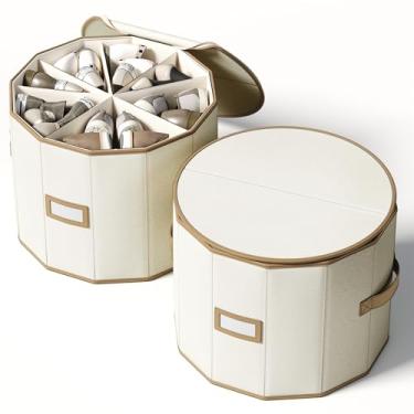 Imagem de Vailando Organizador de sapatos para armário - Organizador cilíndrico de armazenamento de sapatos com divisórias ajustáveis para armário, caixa dobrável de armazenamento de sapatos, branco, pacote com