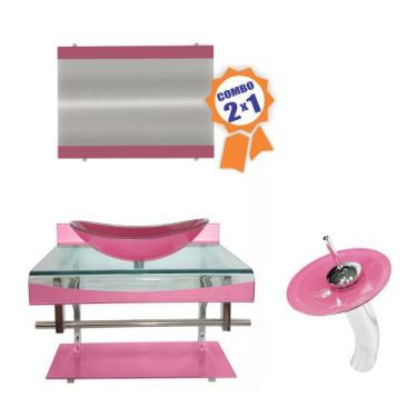 Imagem de Combo 2 em 1 - Gabinete 70cm Holanda + Torneira Ibiza - EKASA, Rosa