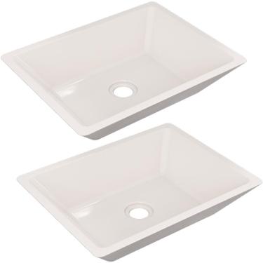 Imagem de Kit 02 Cubas de Apoio Retangular Para Banheiro Lavabo C01 RT45 Bege - Lyam Decor