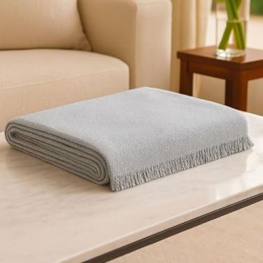 Imagem de Manta Para Sofá Decorativa Grande 210 x 120 Tipo Capa Protetora Verão Inverno 100% Algodão (Cinza Neblina)