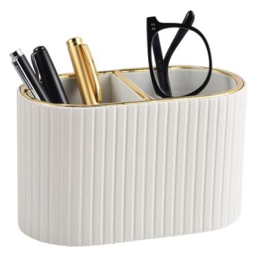 Imagem de XNONE Organizador de mesa de couro PU, suporte de caneta, pequeno suporte de controle remoto, copo de lápis, multifuncional, organizador de mesa de cabeceira para casa, escola, escritório, acessórios