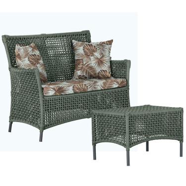 Imagem de 1 Sofá E Mesa Igapó Alumínio Preta Corda Náutica E6 Trama Verde