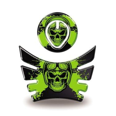 Imagem de Kit Adesivo Protetor De Tanque Moto Bros Honda Ano Até 2015 Cores E Modelos Caveira Verde E Preta