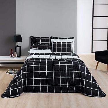 Imagem de Cobre Leito 200 Fios Dupla Face Queen Austin 03 Peças - Preto.