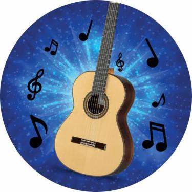 Imagem de Painel de Lona Redondo Violão Notas Fundo Azul - Fabrika De Festa, 180