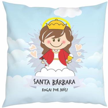 Imagem de Almofada Com Enchimento Oração Santinho Santa Bárbara - Fabrika De Fes