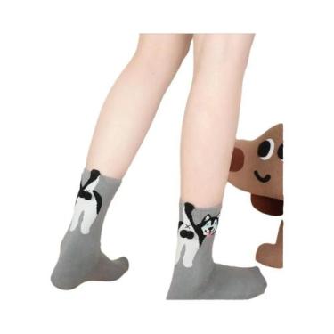 Imagem de Meias De Casal 3D Engraçadas De Gato E Ovo, Cano Médio, Quentes De Inv