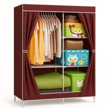 Imagem de Guarda roupa grande 105cm estante cabideiro arara portatil multiuso sa