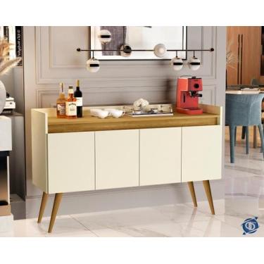 Imagem de Aparador Luxo 4 Portas Cor Off White / Madeirado - Comprar Móveis Em C
