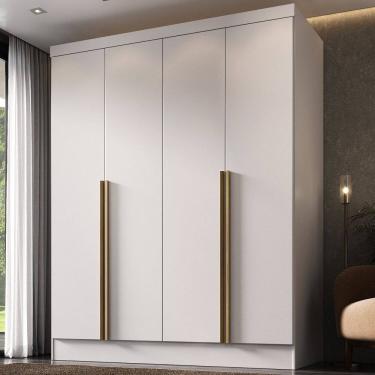 Imagem de Guarda-roupa 100% Mdf 4 Portas 3 Gavetas Sevilha Espresso Móveis Branco