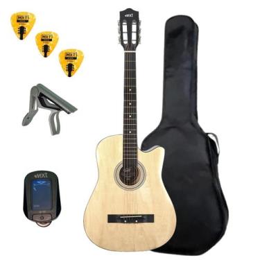 Imagem de Kit Violão Acústico Mxt 38A NTC Aço Cutway C/Capa + Afinador Capotrast