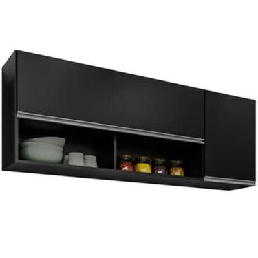 Imagem de Armário Aéreo de Geladeira 2 Portas 150 cm Fênix Preto - Maderatto, Pr