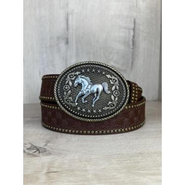 Imagem de Cinto Country Adulto Fivela Trabalhada Cavalo Cowboy Rodeio - - Bravus