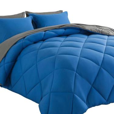 Imagem de Conjunto de edredom Bed in a Bag Cosybay em tamanho real azul e cinza