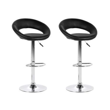 Imagem de Kit 2 Banquetas Estofadas Lux Com Regulagem A Gás Preto - Facthus