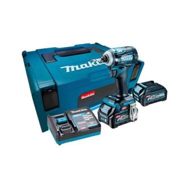 Imagem de Parafusadeira de impacto makita com 2 baterias 40v 2,5ah com carregado