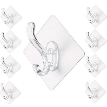 Imagem de 10 Ganchos Cabide Adesivo Suporte De Parede Cozinha Banheiro - Saz