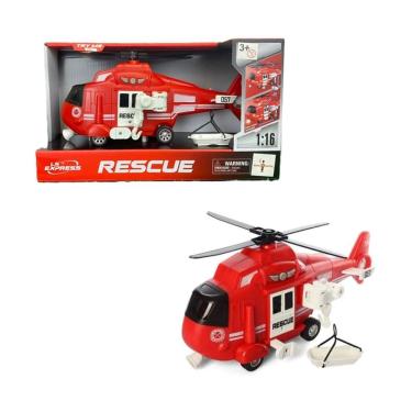 Imagem de Helicóptero de Bombeiro com Fricção Som e Luz 1:16 - Brink Center