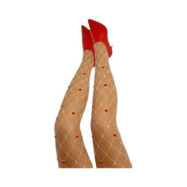 Imagem de Meias-calças Femininas Sensuais De Rede Com Strass, Glitter De Cristal