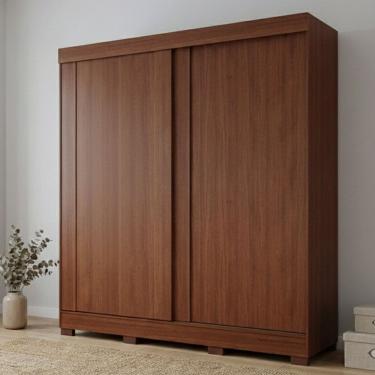 Imagem de Guarda-roupa Casal 2 Portas de Correr com Pés 183cm 100% Mdf Bonito Espresso Móveis Jequitiba